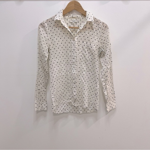 MADEWELL button down Shirt with tiny black hearts - Picture 1 of 7